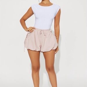 Women's Pink Drawstring Bubble Shorts